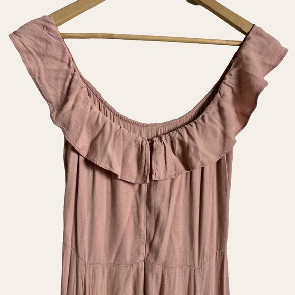 Reformation Blush Pink Verbena Ruffled Off the Shoulder Maxi Gown Dress Size 10 - Picture 10 of 12